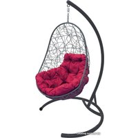 Подвесное кресло M-Group Овал 11140302 (серый ротанг/бордовая подушка)