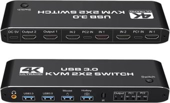 KVM переключатель USBTOP 2х2 HDMI 4K USB3.0