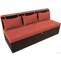 Диван Лига диванов Метро 114108 (микровельвет коралловый/коричневый)