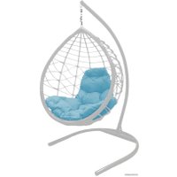 Подвесное кресло M-Group Капля Лори 11530103 (белый ротанг/голубая подушка)
