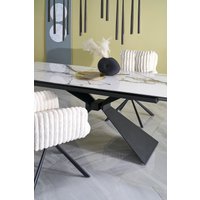 Кухонный стол Halmar Luciano 180-230/90/76 (белый мрамор/черный)