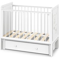 Классическая детская кроватка Indigo Happy Friends маятник, ящик (белая аляска/мишки)