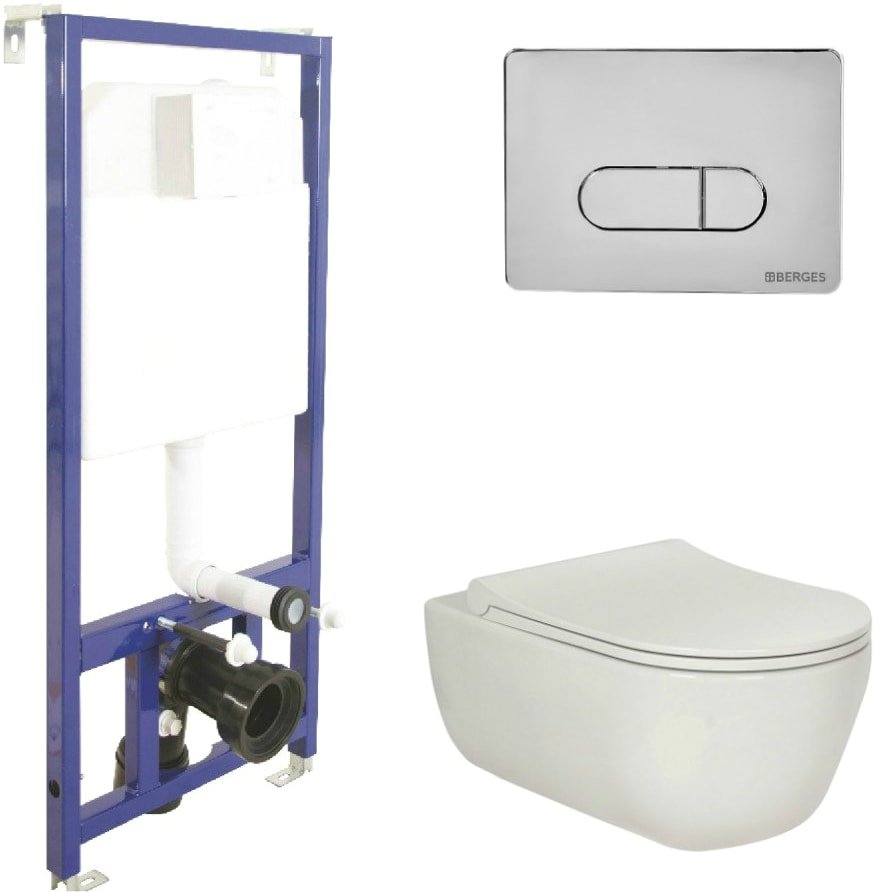 

Унитаз подвесной Berges Wasserhaus Ego XL Rimless + Toma Slim SO + Novum525 + D3 043201
