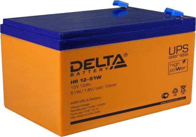 

Аккумулятор для ИБП Delta HR 12-51W (12В/12 А·ч)