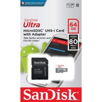 Карта памяти SanDisk Ultra SDSQUNR-064G-GN3MA microSDXC 64GB (с адаптером)