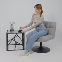 Интерьерное кресло AksHome Grande (серая ткань Linen Fabric-11/черный)