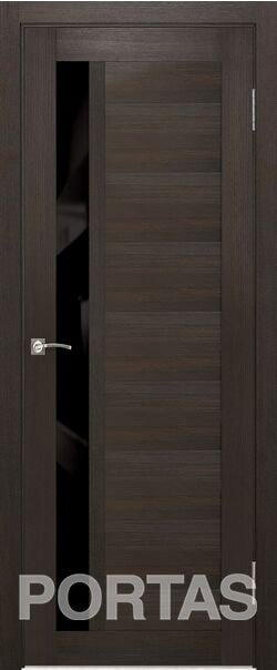 

Межкомнатная дверь Portas S28 80x200 (орех шоколад, стекло lacobel черный лак)
