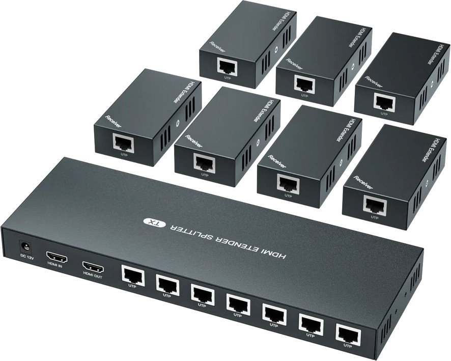 

Разветвитель USBTOP HDMI 1x7 FullHD 1080p до 60 метров RJ45 UTP (ver.02)