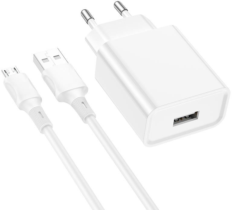 

Сетевое зарядное Borofone BA74A microUSB (белый)