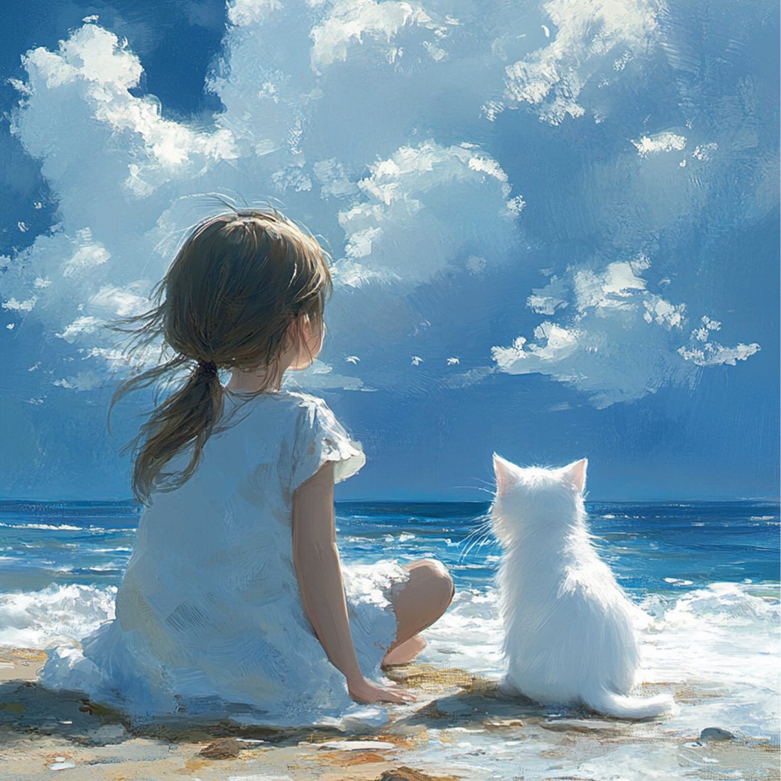 

Алмазная мозаика Феникс+ Девочка с котенком на море 71393