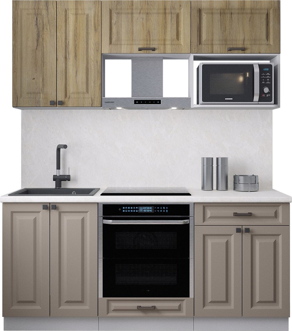 

Готовая кухня Интерлиния Мила Деко 1.8 (луна/дуб вотан/опал светлый)