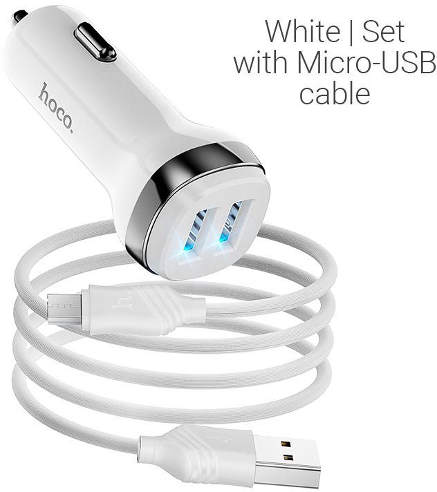 

Автомобильное зарядное Hoco Z40 microUSB (белый)