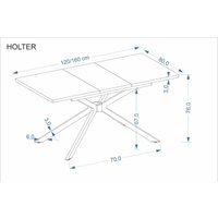 Кухонный стол Halmar Holter 120-160/80 (дуб золотой/черный)