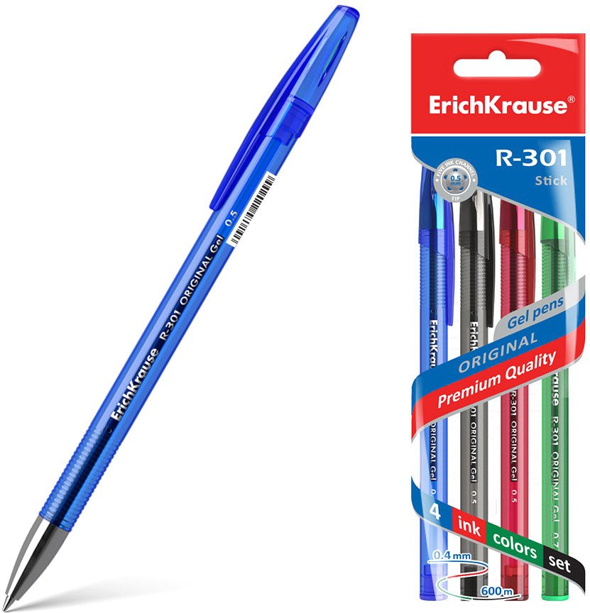 

Набор гелевых ручек Erich Krause R-301 Original Gel Stick ассорти 45157 (4 шт)