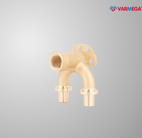 Фитинг Varmega Угол латунный настенный проходной ВР Slide-fit 20x20x1/2, аксиальный VM52114
