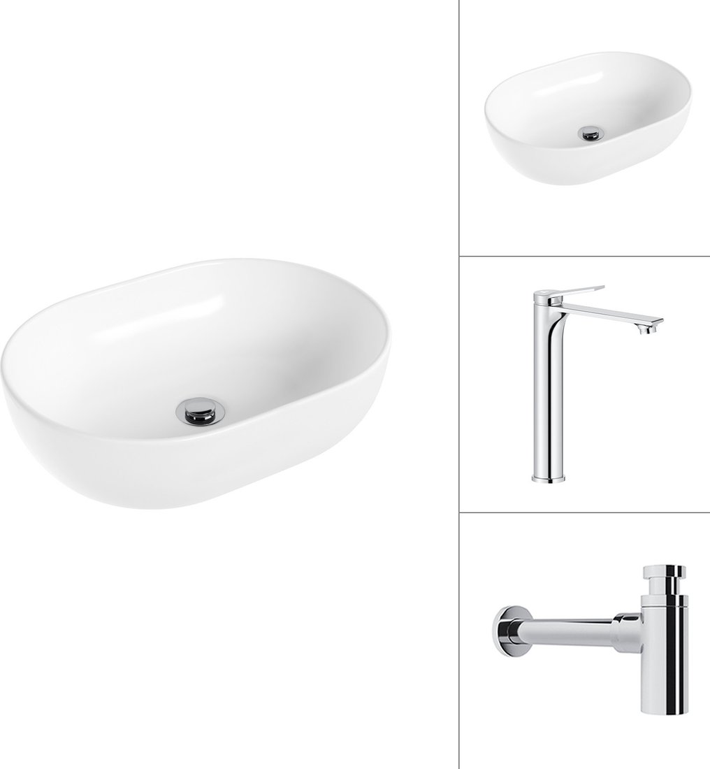 Умывальник Lauter 21836A + Rio 21AM12672 с сифоном 21635CH (хром)