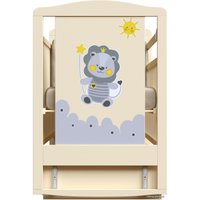 Классическая детская кроватка VDK Happy Lion маятник и ящик (слоновая кость)