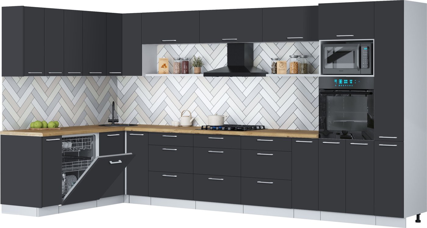 

Готовая кухня Интерлиния Мила Gloss 1.896х3.88 (пепел/пепел/дуб бунратти)