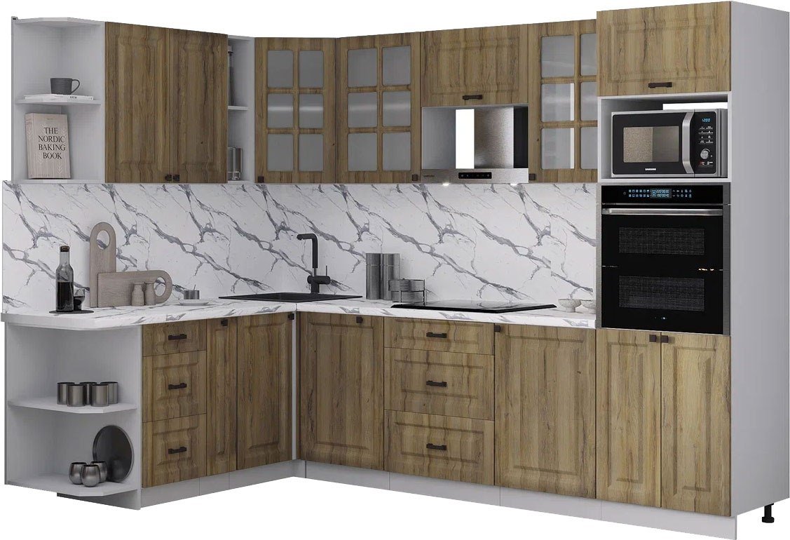 

Готовая кухня Интерлиния Мила Деко 1.88x2.8 LV (дуб вотан/дуб вотан/белый гранит)