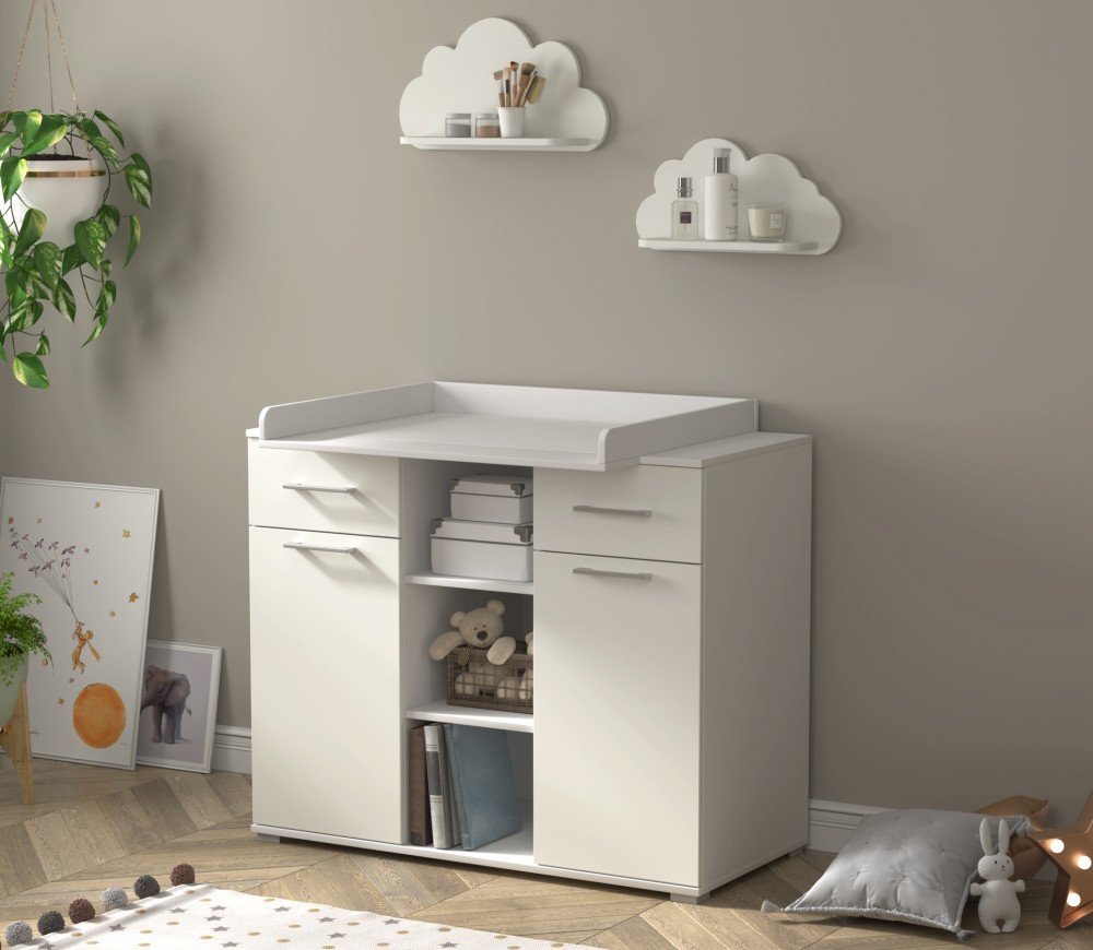 

Детский комод Интерлиния Toddler-2 + 2 полки (белый)