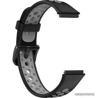 Ремешок Rumi N-Style силиконовый для Huawei Band 7 (черный/серый)