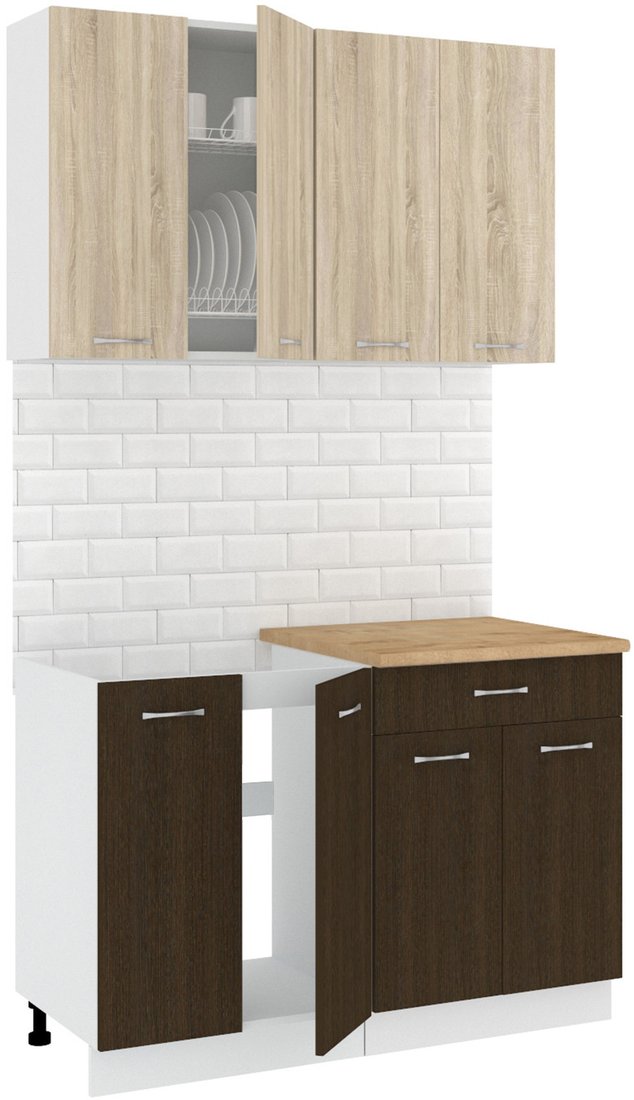 

Готовая кухня Кортекс-мебель Корнелия Лира-лайт 1.2м (дуб сонома/венге/дуб бунратти)