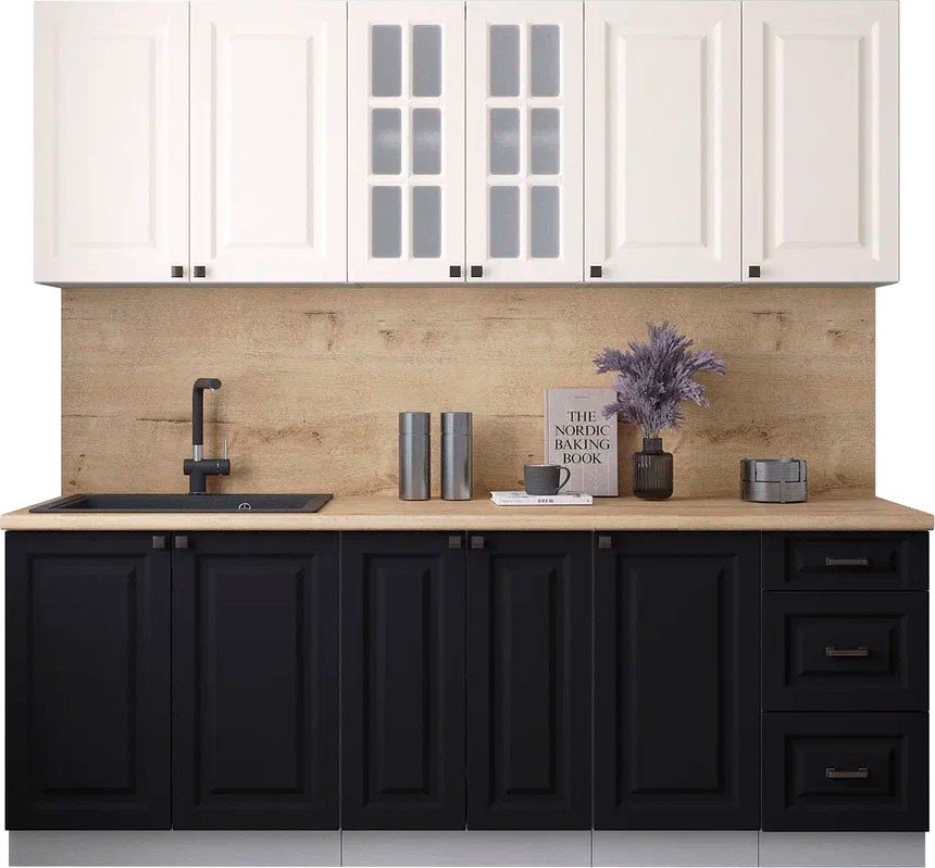 

Готовая кухня Интерлиния Мила Деко 2.2А (черный/белый/дуб бунратти)