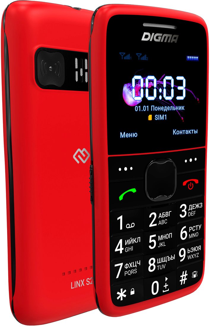 

Кнопочный телефон Digma Linx S220 (красный)