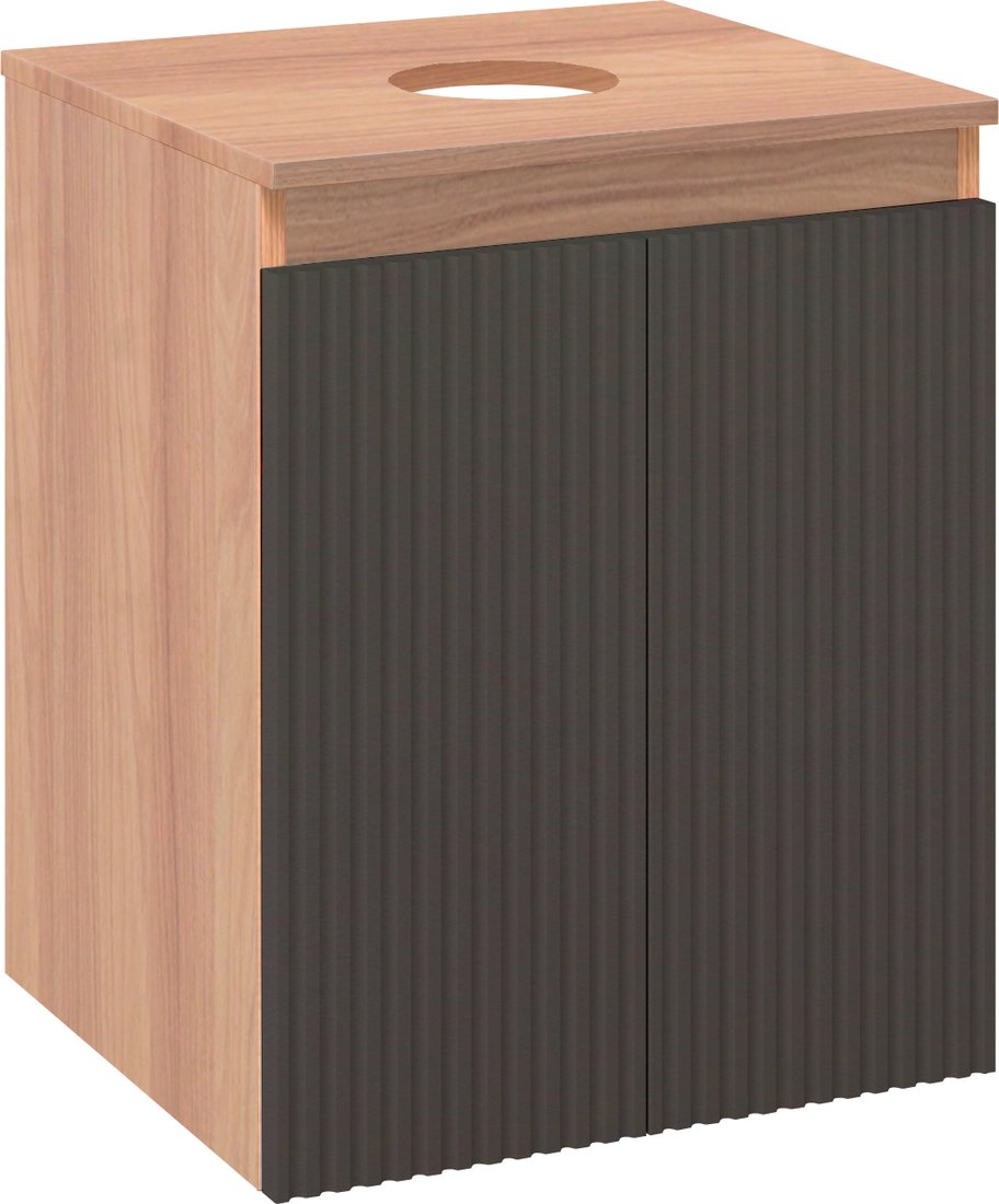 

Runo Тумба под умывальник Соренто 50 Тренто 50 вертикаль (подвесная, крафтовый дуб/графит)