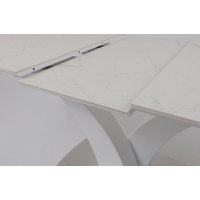 Кухонный стол Аврора Нотр Дам Moderne 1400/1800x850 (камень белый Calacata vagli/белый муар)