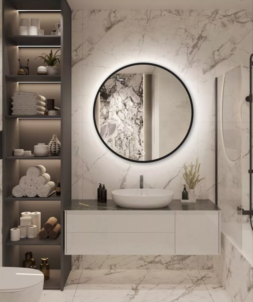 

Зеркало с подсветкой eMZe 60 LED.UV.60.60.CHE.AF.4K (черный с УФ-окантовкой и подсветкой)