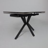 Кухонный стол Lepremo AV 2111 МДФ+керамика раздвижной 1200-1800x800 (белый глянцевый Carla Larkin/черный)