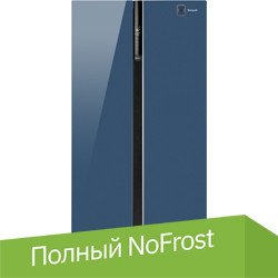 

Холодильник side by side Weissgauff WSBS 600 NoFrost Inverter Blue Glass