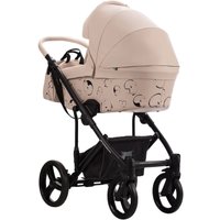 Универсальная коляска BEBETTO Magnum Light SE Pro (2 в 1, 01 светло-бежевая кожа/черная рама)