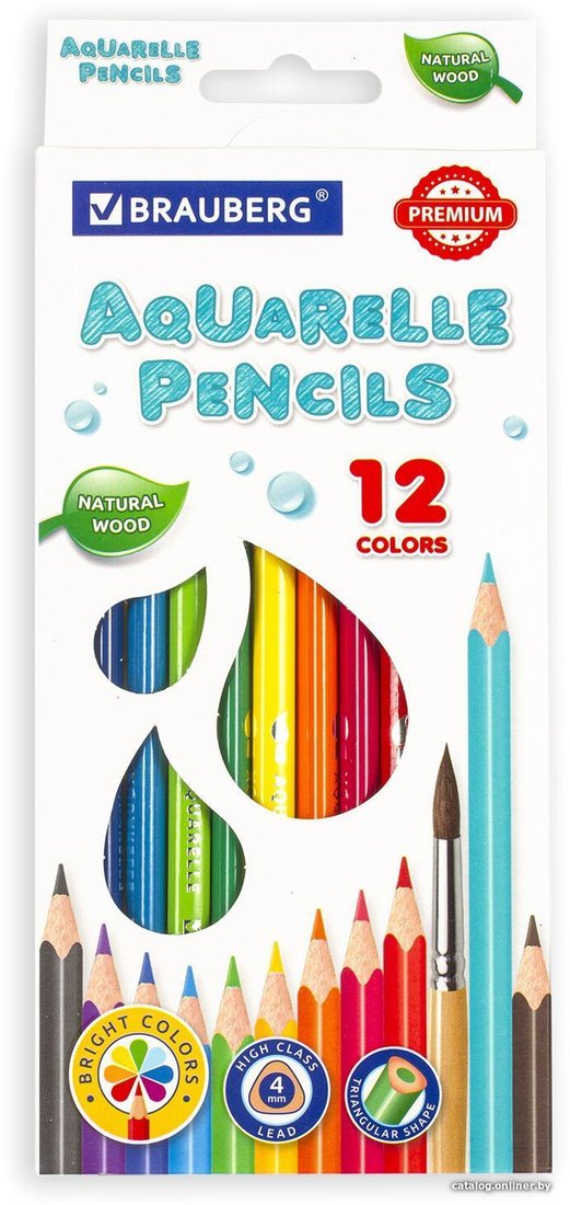 Набор цветных карандашей BRAUBERG Premium aquarelle 181671 (12 шт.)
