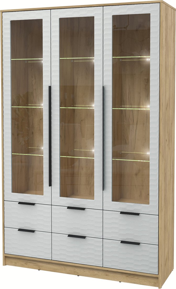 

Шкаф-витрина Интерлиния Концепт Зодиак КТ-ШВ3 с подсветкой (дуб золотой/грей)