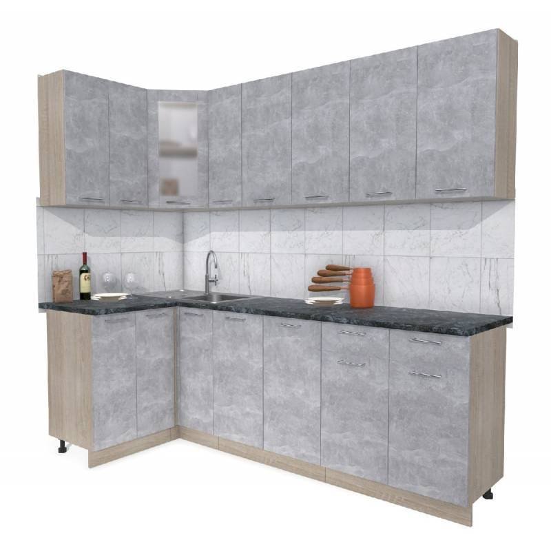 

Готовая кухня Интерлиния Мила 12x25 (бетон-бетон-кастилло темный)