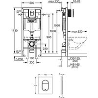 Унитаз подвесной Lauter Vortex 2110830 + GROHE Rapid SL 39504000 с кнопкой (округлая, хром)