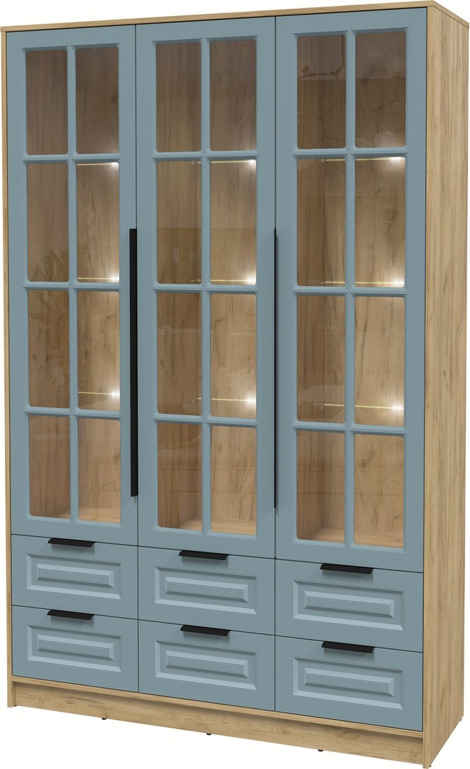 

Шкаф-витрина Интерлиния Концепт КТ-ШВ3 с подсветкой Деко (дуб золотой/океан)