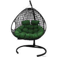 Подвесное кресло M-Group Для двоих Люкс 11510404 (черный ротанг/зеленая подушка)