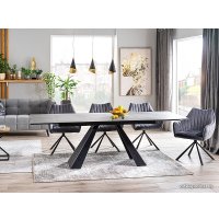 Кухонный стол Signal Salvadore Ceramic 160/240x90 (серый мрамор/черный матовый)