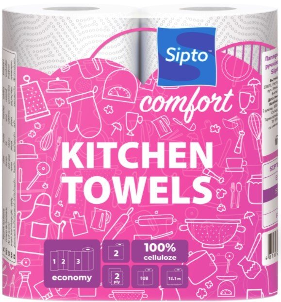 

Бумажные полотенца Sipto Comfort двухслойная (2 рулона)