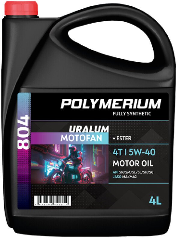 Моторное масло Polymerium Motofan 804 4T Uralum 5W-40 4л