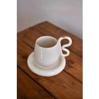 Чашка Ceramicmay с блюдцем 250 мл (белый с золотом)