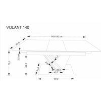 Кухонный стол Halmar Volant 140-180/90/76 (черный мрамор/дуб золотой)