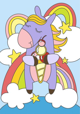 Картина по номерам Lori Радужный единорожка Ркн-053