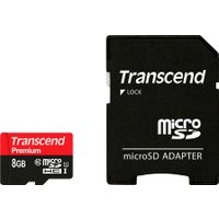 Карта памяти Transcend microSDHC Class 10 UHS-I 8GB + адаптер (TS8GUSDU1)