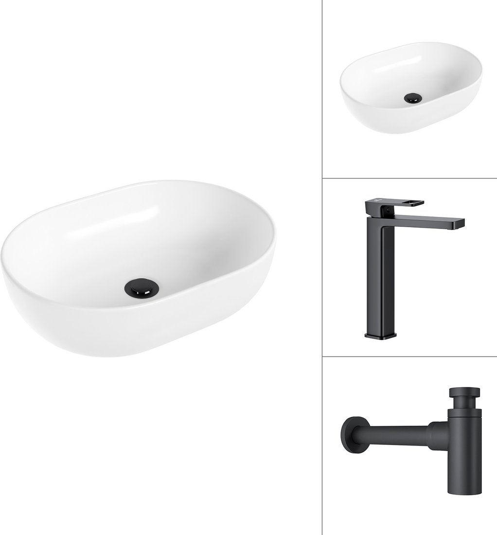 

Умывальник Lauter 21836A + Cascade 21СК0655BS с сифоном 21635B (черный матовый)