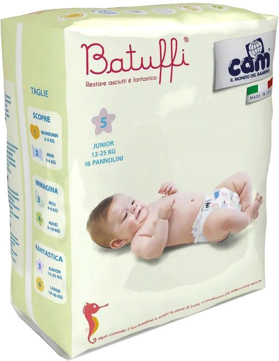 

Подгузники CAM Pannolino Batuffi Junior 5 12-25 кг (16 шт)