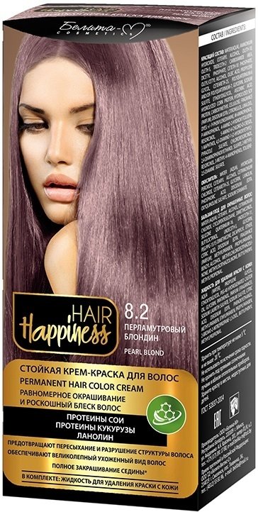 

Крем-краска для волос Белита-М Hair Happiness Стойкая 8.2 перламутровый блондин